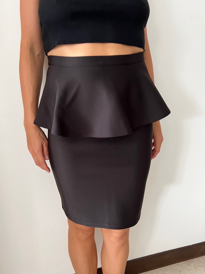 Topshop Black pencil peplum skirt like Asos Zara Mango Women s
