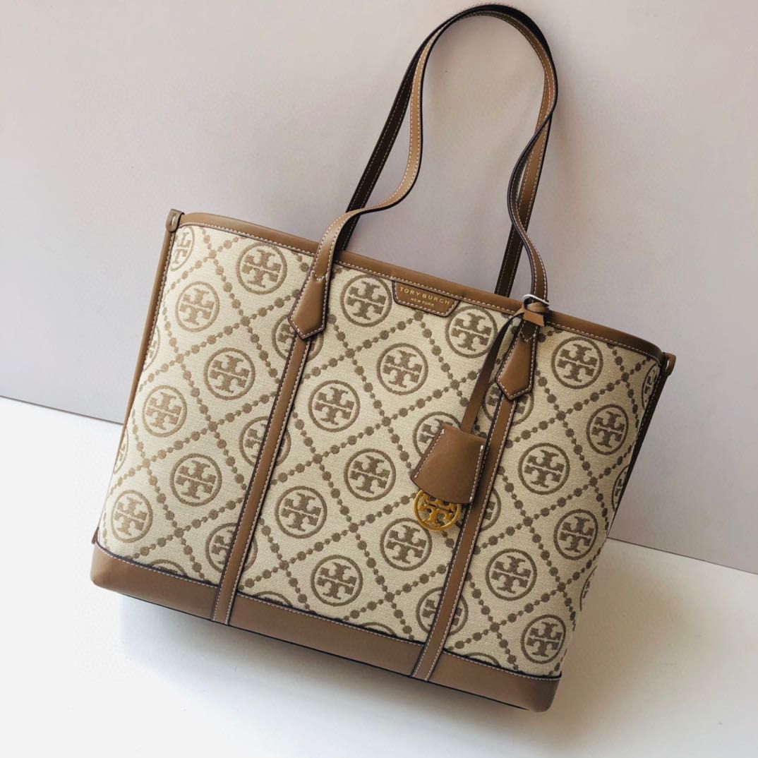 Tory Burch PERRY T MONOGRAM TRIPLECOMPARTMENT TOTE, Women's Fashion, Bags &  Wallets, Shoulder Bags on Carousell