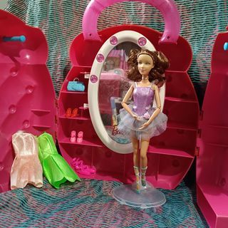 Vintage Barbie Closet Cabinet with Ballerina Barbie Doll Bundle