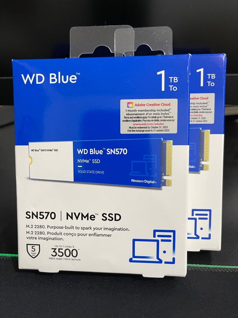 Western Digital 1TB WD Blue SN570 NVMe Internal Solid State Drive SSD -  Gen3 x4 PCIe 8Gb/s, M.2 2280, Up to 3,500 MB/s - WDS100T3B0C