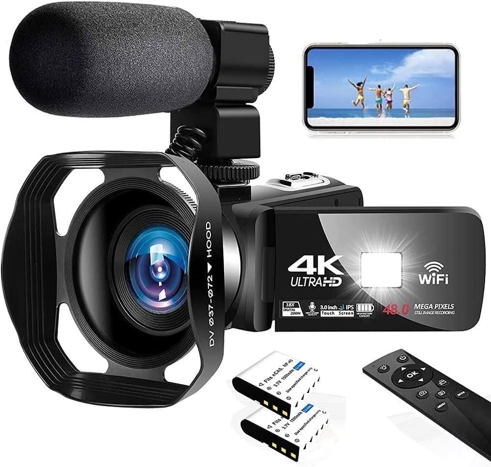 Wifi Video Camera 4K Ultra HD Camcorder 48.0MP IR Night Vision Digital Camera WiFi Vlogging