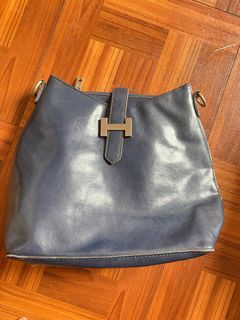 Youshine tas kulit biru dongker navy leather bag