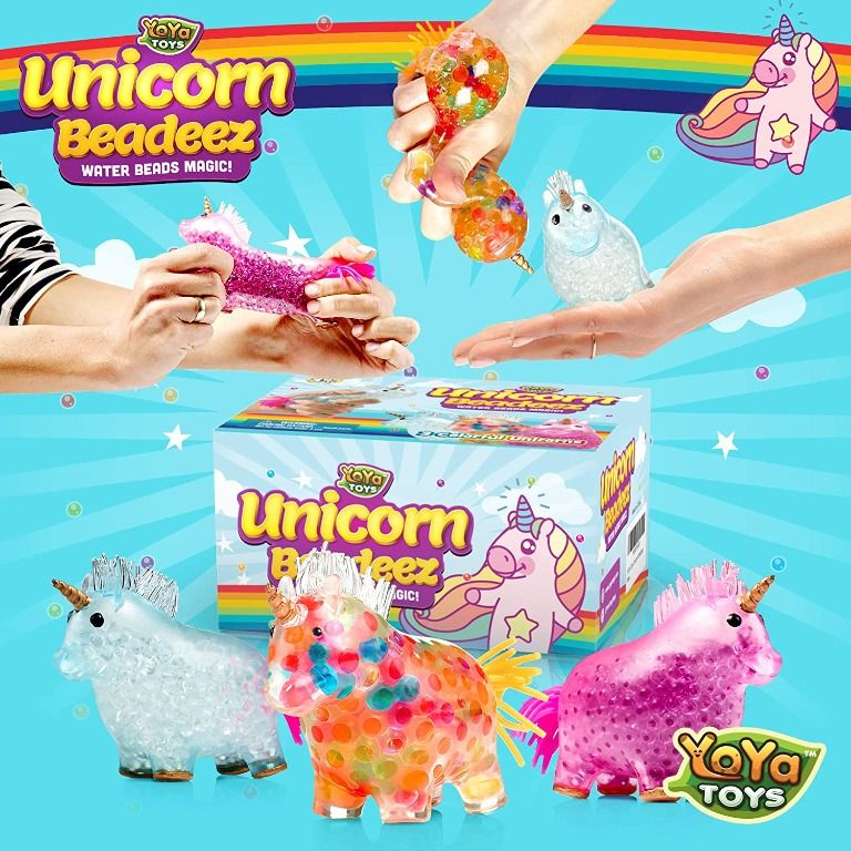 YoYa Toys Beadeez Unicorn Squishy Stress Balls Toy 3 Pack for