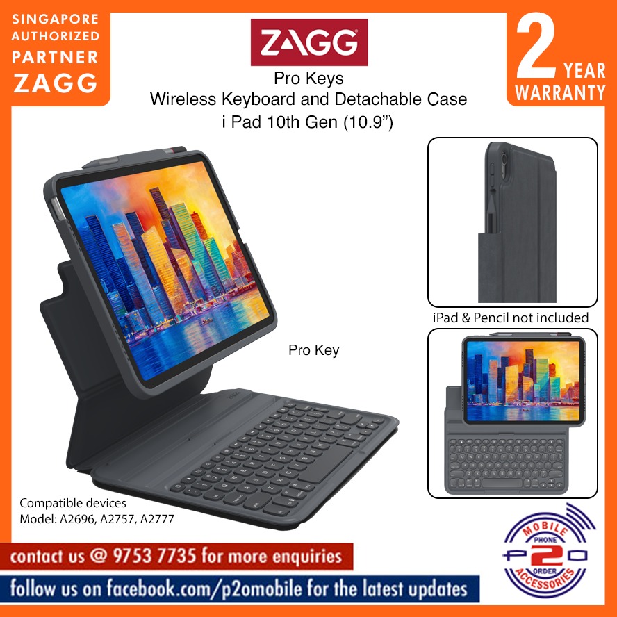 ZAGG Pro Keys Wireless Keyboard and Detachable Case for iPad 10th Gen