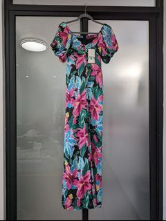 zara floral jumpsuit playsuit dress suit xs, m