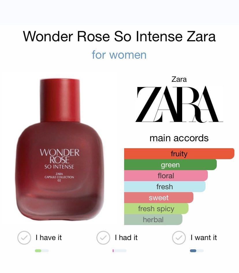 ZARA Perfume Wonder Rose So Intense, Beauty & Personal Care, Fragrance &  Deodorants on Carousell