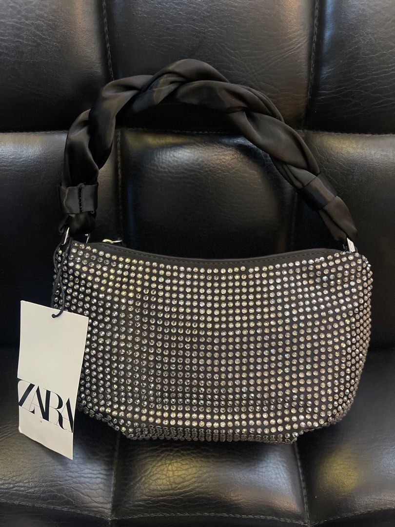 Zara rhinestones bag bnew with tab and paperbag, Women's Fashion, Bags