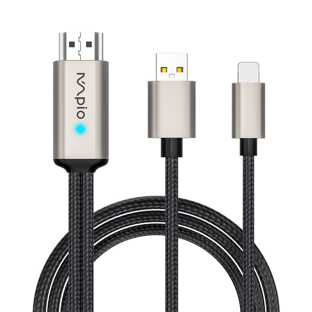 1080P HDMI Mirroring Cable For IPhone, IPad & Android – 6.6ft With Charging Support
