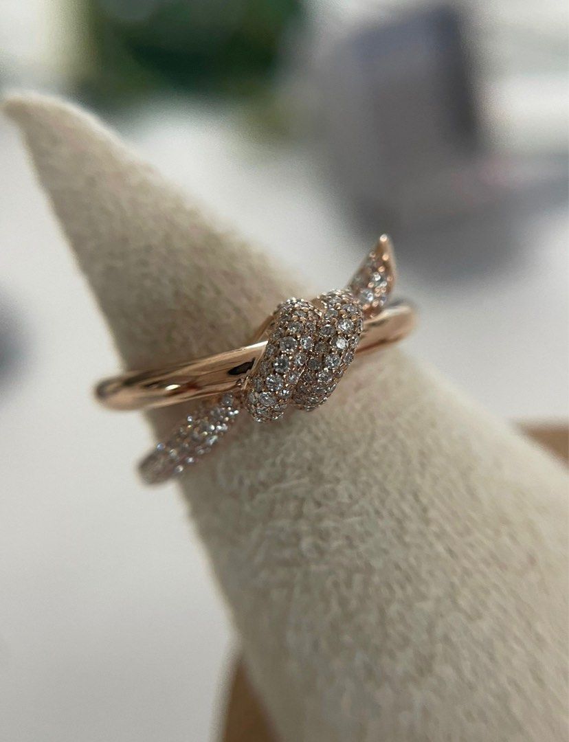 18k Rose Gold Tiffany Knot Ring with Diamonds 100 customized