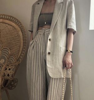 乙支路姊姊短袖西外襯衫-杏色