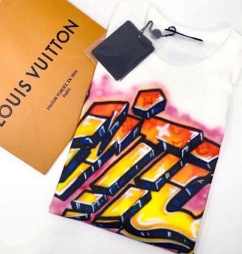 Louis Vuitton Graffiti Tee, Luxury, Apparel on Carousell