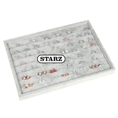 [ STARZ ] Ring Velvet Grey Jewelry Display Stackable Organizer Tray ...