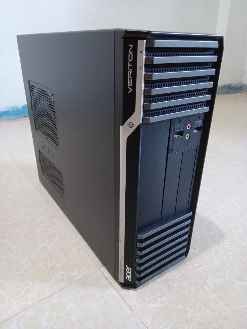 Acer Veriton CPU (Category: Desktops) located in Pasig City. Submitted by identek (Listing ID 1221808209, Image 1). Description: Acer Veriton CPU specs : - Intel Celeron G550 2.60Ghz - 4gb DDR3 memory - 320g hard disk - Intel HD graphics Thank you for viewing and respecting my post!.