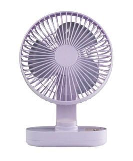 AKARI RECHARGEABLE LED FAN WITH LIGHT 8" PURPLE