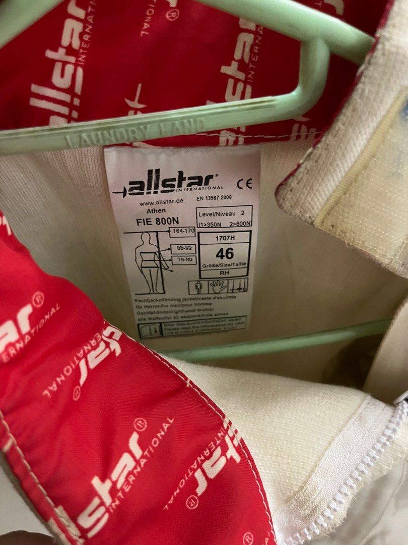 Allstar Fencing Jacket, Sports Equipment, Other Sports Equipment and