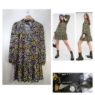ASOS mini smock dress w/pep hem