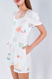 BNWT AWE PLAYGROUND SLEEVED ROMPER IN WHITE Size S