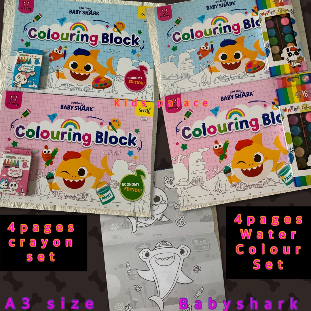 Babyshark Coloring book set !! A4 size -$5.90 per set and A3 set is $7.