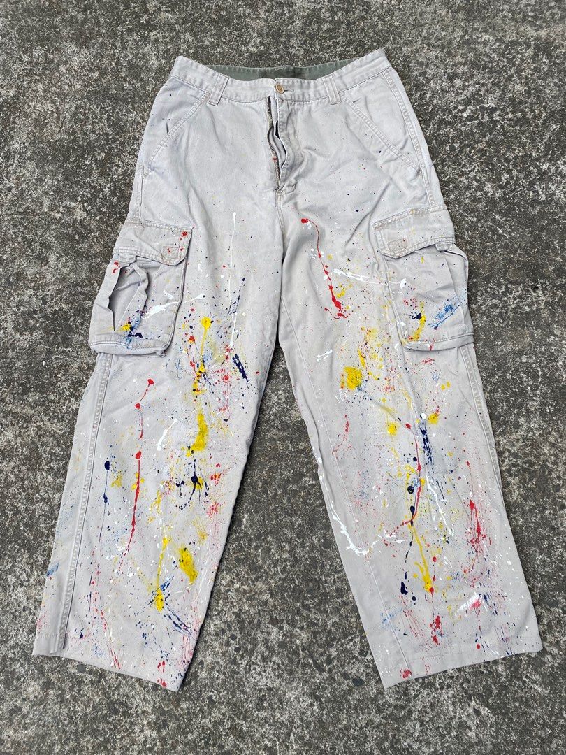 Baggy cargo pants paint splatter on Carousell
