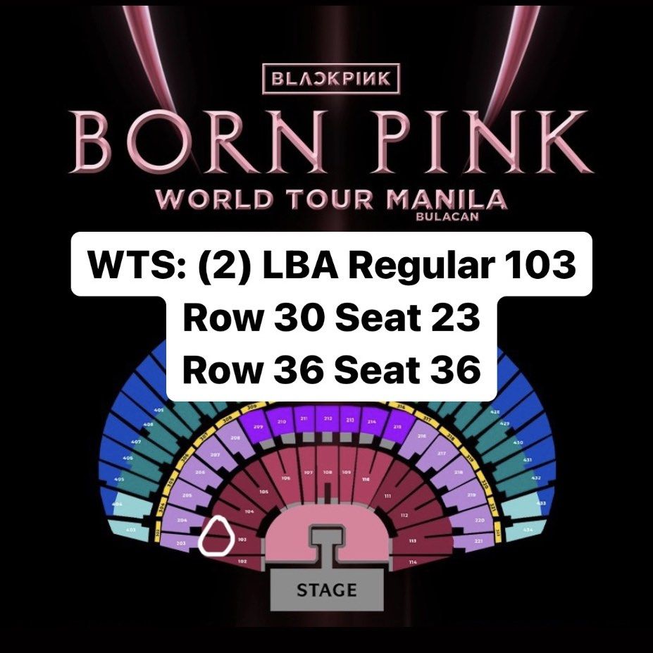 Blackpink Born Pink World Tour in Bulacan Lower Box LBA Regular 103 Day ...