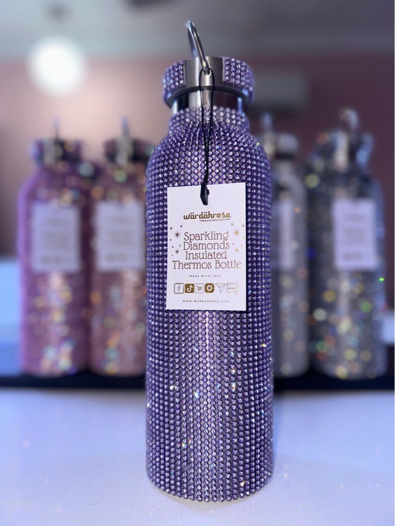 sparkling diamond thermos bottles portable stainless