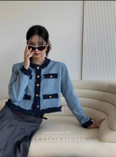 Blue tweed cardigan