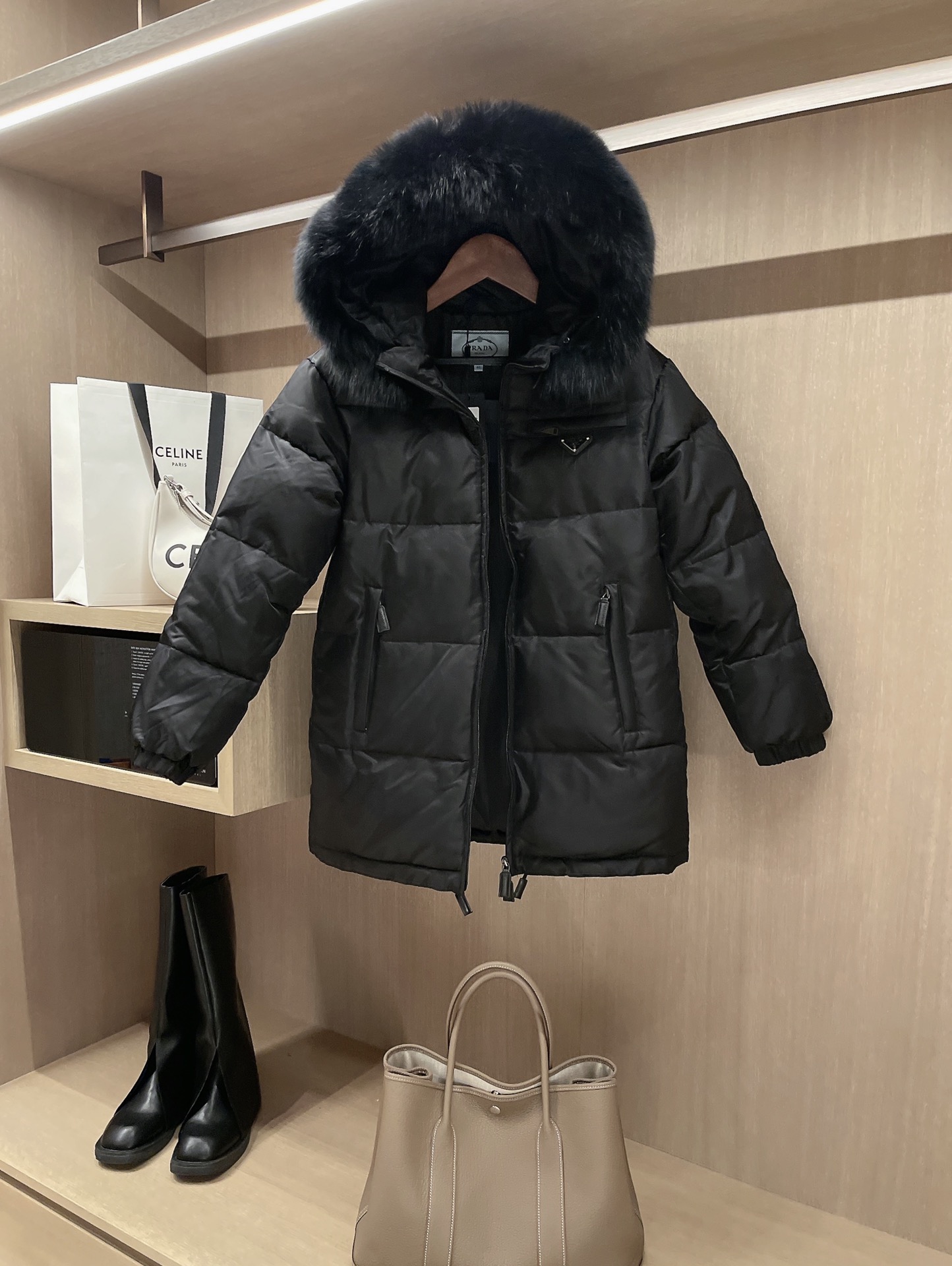 Prada fur jacket hotsell