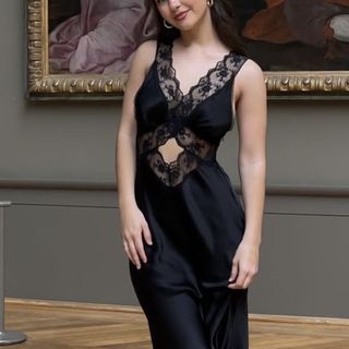 RARE!!! BNWT ZARA THE DREAM DRESS Romantic Black Silk/Satin Lace Maxi Dress (vintage/expensive date night vibes)