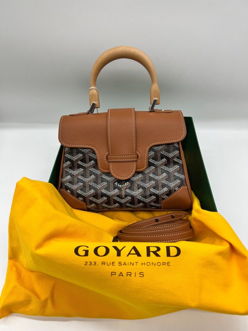 Goyard Yellow Coated Canvas and Leather MM Saigon Top Handle Bag