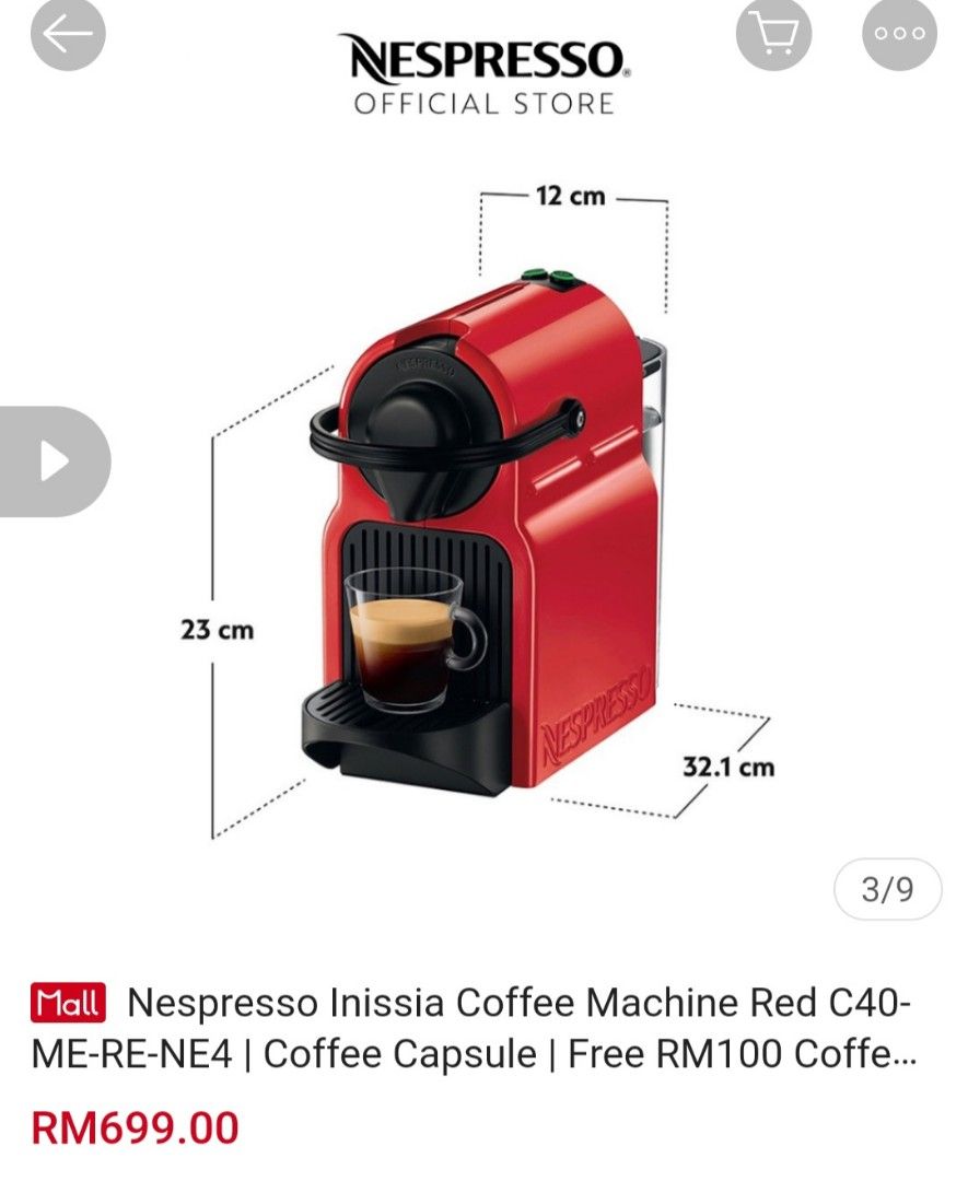 Brand New Unit Set Nespresso Inissia C40 Red Color, TV  Home Appliances,  Kitchen Appliances, Coffee Machines  Makers on Carousell