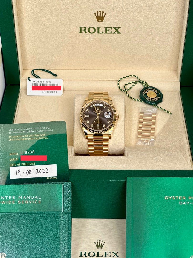 Brand new unworn Rolex Day Date 36 in dark grey dial diamond set