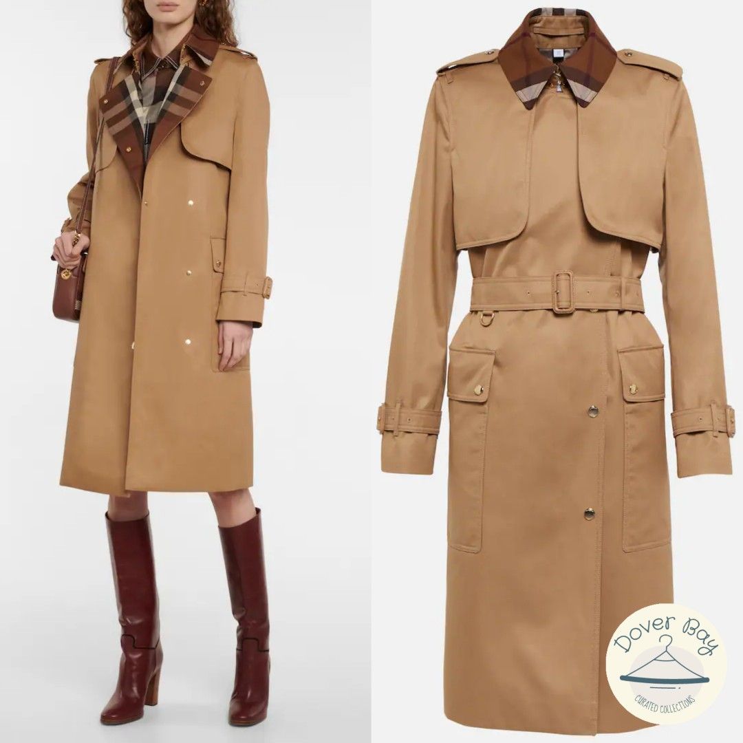 Burberry cotton gabardine camel trench coat Women s Fashion