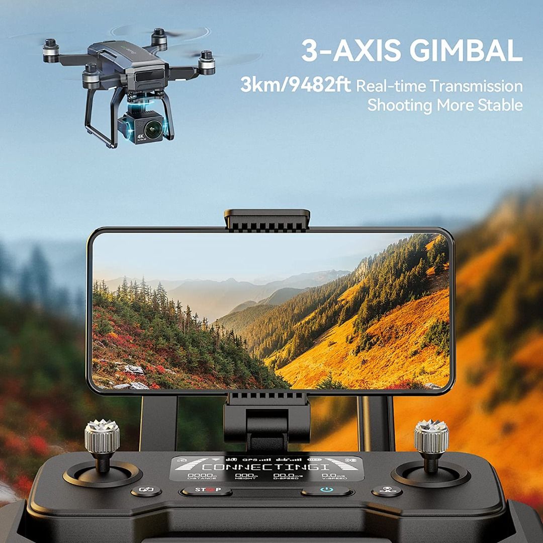 Bwine F7 GPS Drones with Camera for Adults 4K Night Vision 3 Aix Gimbal 2Mile Long Range 75Mins Flight Time Professional Drone with 3 Battery Auto