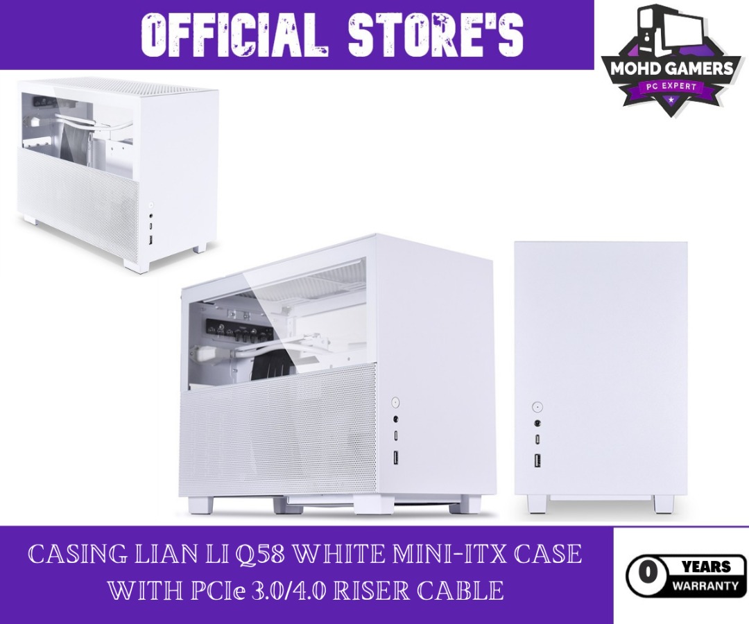 CASING LIAN LI Q58 WHITE MINI-ITX CASE WITH PCIe 4.0 RISER CABLE ...