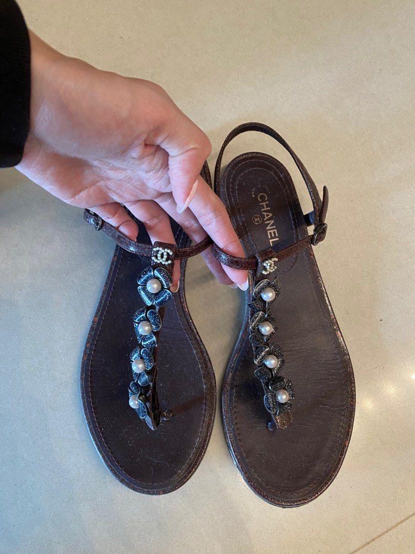 Chanel store floral sandals