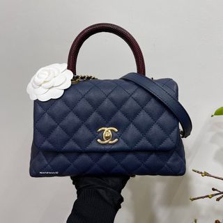 Chanel Small Coco Handle Navy Blue Caviar in GHW