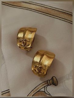 Chanel vintage 扇形金耳夾