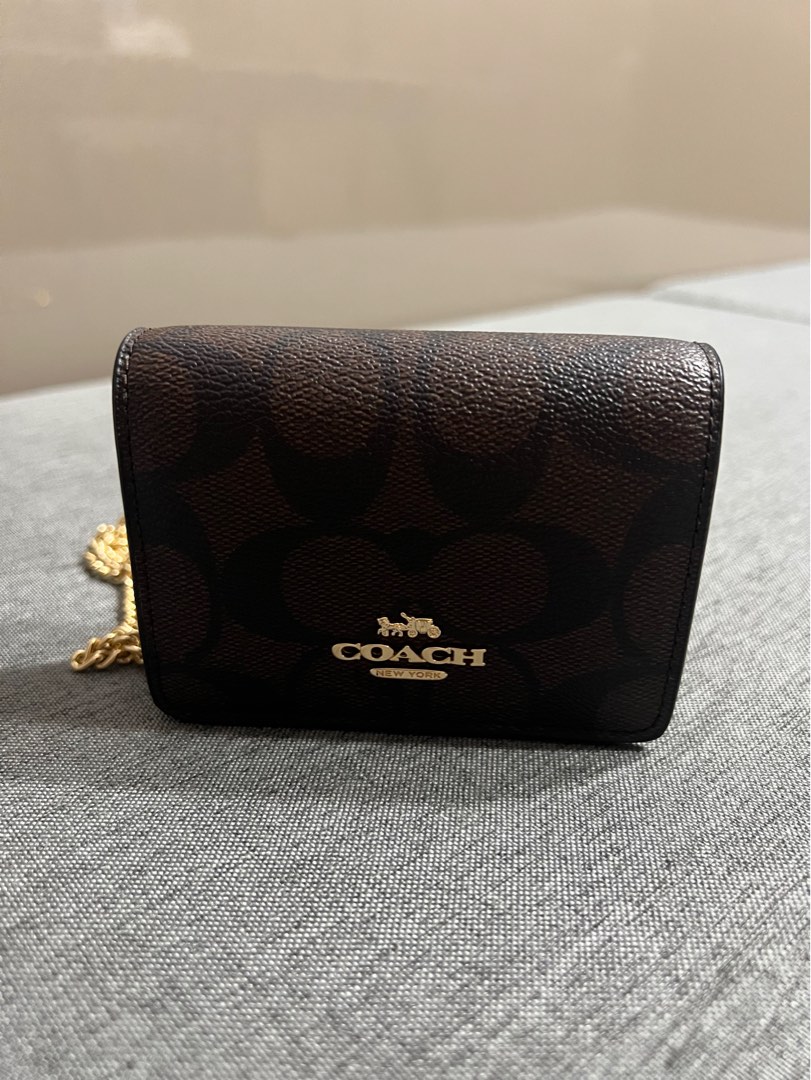 Coach Mini Wallet On A Chain In Signature Canvas 6650 Brown Black ...