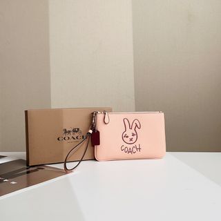 Coach Small Wristlet with Rabbit Pink