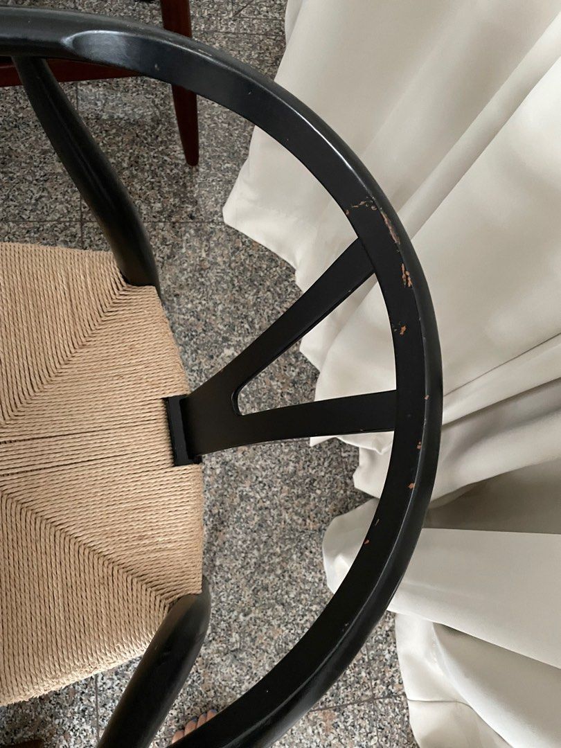 Crate&Barrel dining table and wishbone chairs, Furniture & Home Living