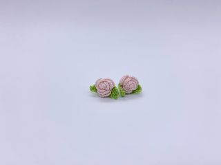 Crochet Sterling Silver Rose Studs Earrings