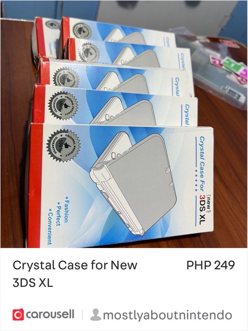 Crystal Case for New 3DS XL (Category: Cases & Covers) located in Baliuag. Submitted by mostlyaboutnintendo (Listing ID 1221849481, Image 1). Description: FS: brand new crystal case for New 3DS XL 249 pesos each LOCATION: Baliwag, Bulacan. Mode of Payment: BDO/BPI/GCASH/SEA BANK Mode of Delivery: J&T Express/Shopee check out RFS: badly need funds.