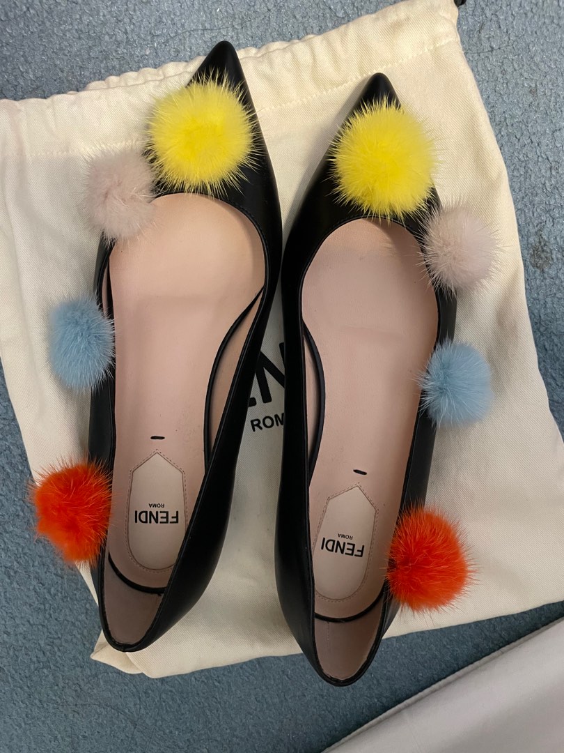 Fendi Pom Pom flats, Women's Fashion, Footwear, Flats on Carousell