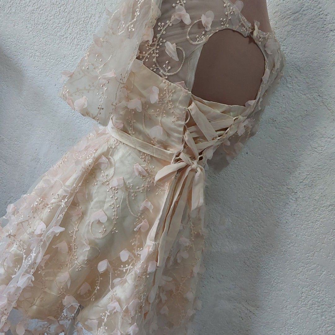 Floral gown mini gown 3d flower gown buttercream gown short gown formal ...