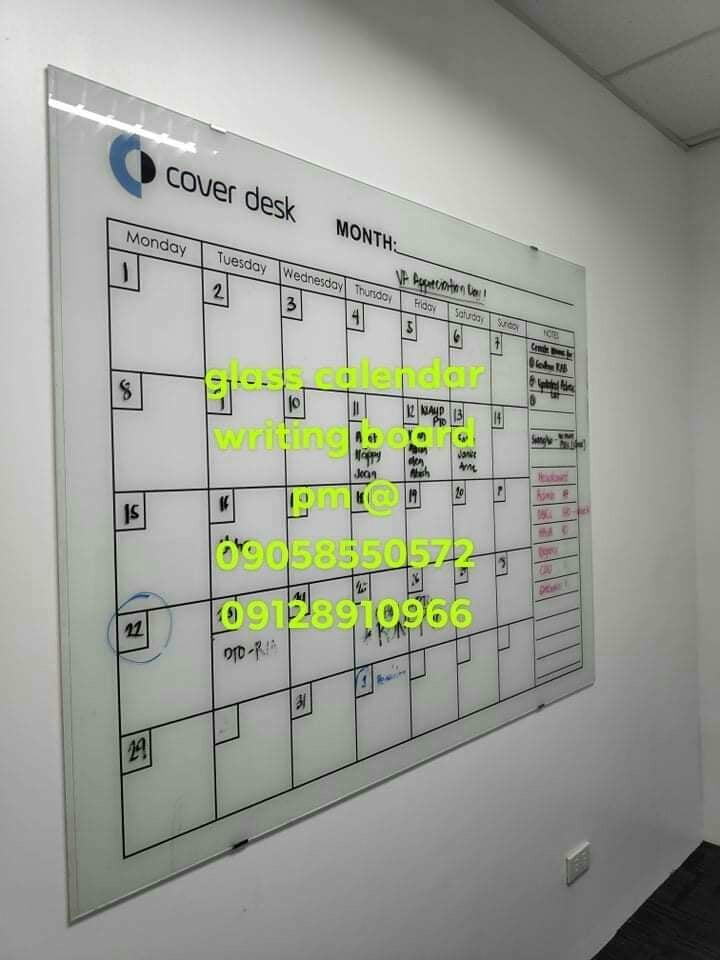 Glass Calendar Board*AcrylicPlaque*GlassRollingBoard*GlassBoardonWall