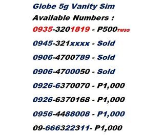 Globe 5G Special Numbers Vanity Sim