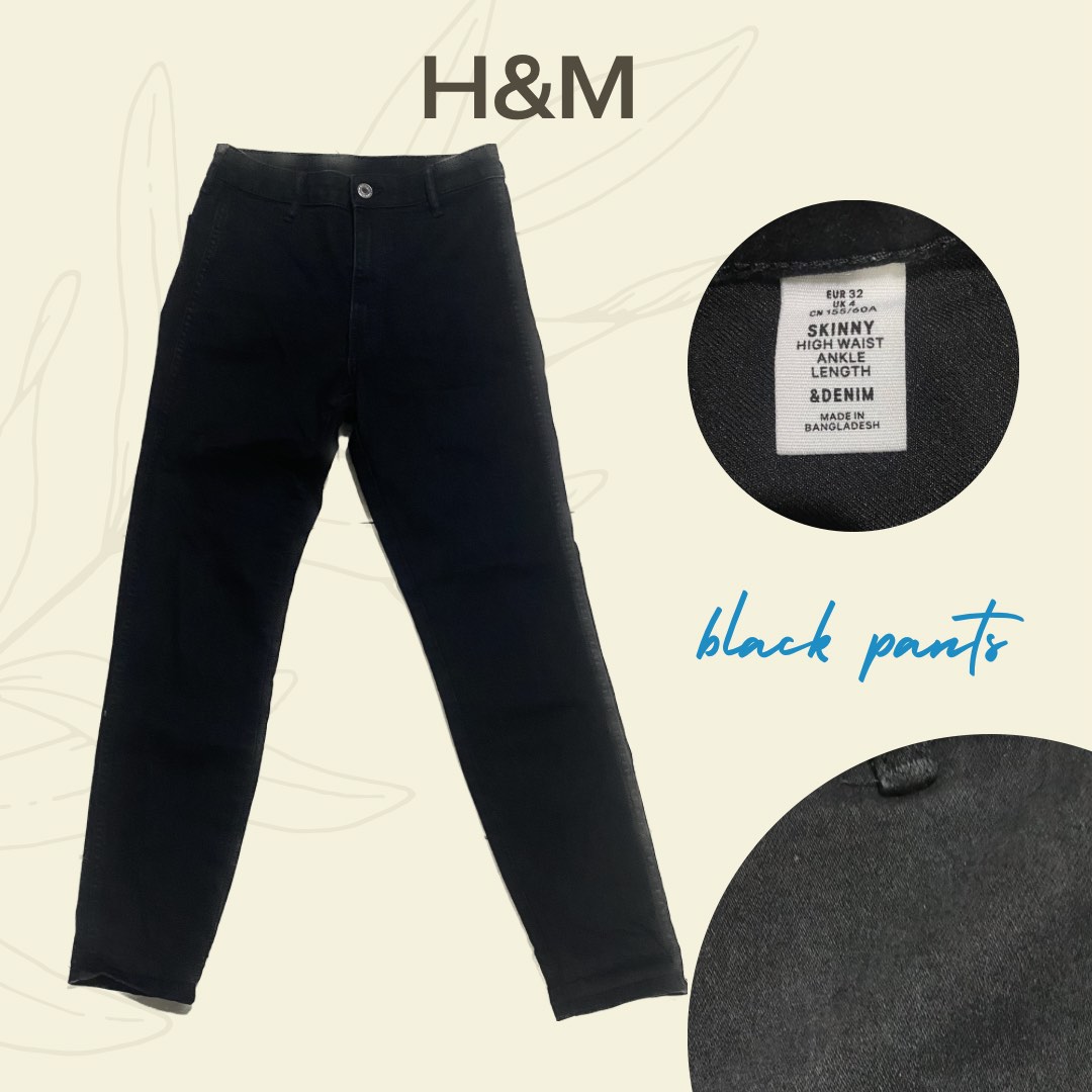 H&M BLACK PANTS, Women's Fashion, Bottoms, Jeans on Carousell