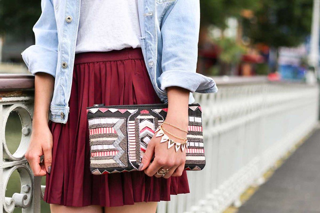 H M PLEATED MAROON CHIFFON SKIRT Women s Fashion Bottoms Skirts