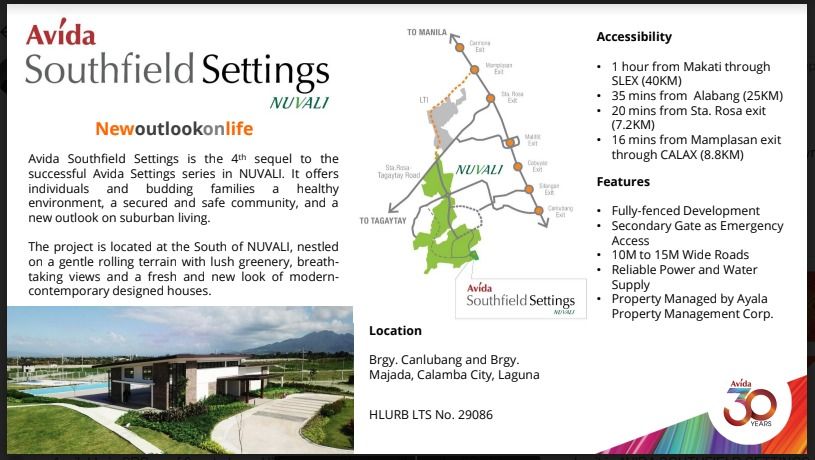 HOUSE & LOT For Sale SOUTHFIELD SETTINGS NUVALI 