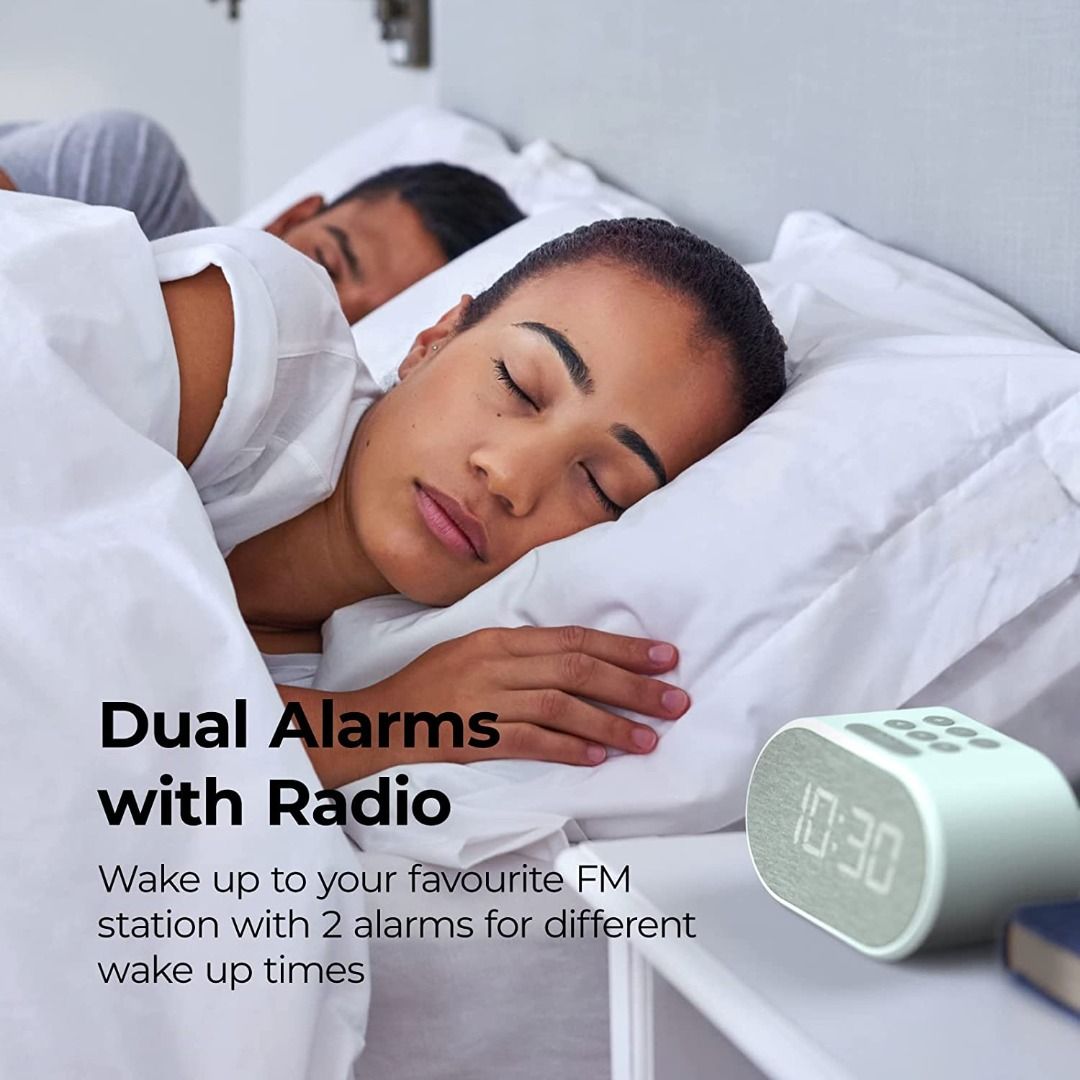 ibox Alarm Clock Bedside Non Ticking LED Backlit Alarm Clock with USB